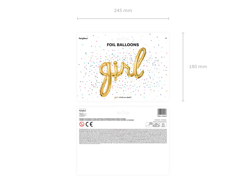 ABC Folienballon Schriftzug "Girl" gold | 77x70cm