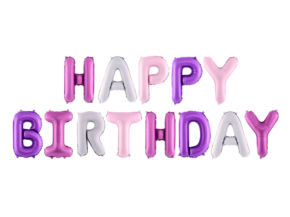 Ballongirlande "HAPPY BIRTHDAY" 340x35cm | Pink Lila