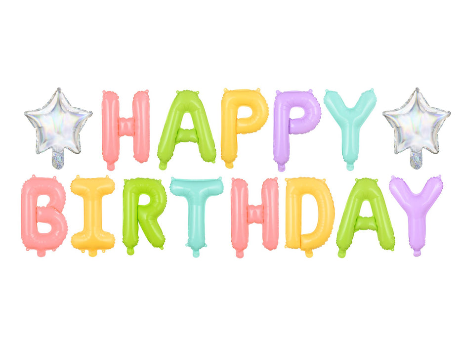 Ballongirlande "HAPPY BIRTHDAY" 340x35cm | Pastell Bunt