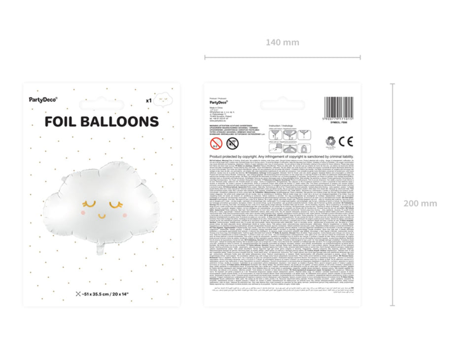 Shape Folienballon "Wolke" Weiß | 51 x 35 cm