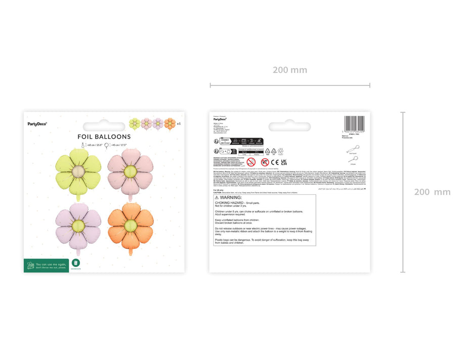 Gänseblümchen Folienballon Set - 4 Stück | Blumen Ø45cm