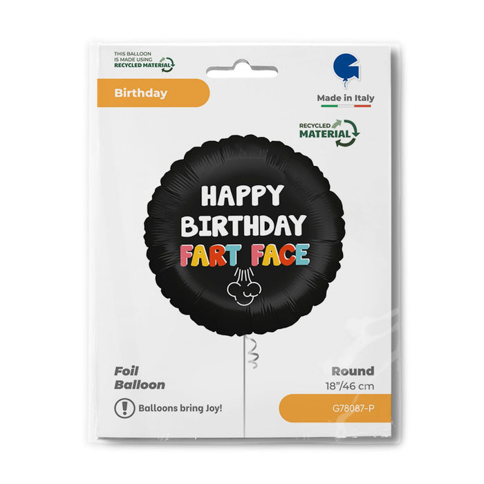 ABC18 Folienballon "Happy Birthday Fart Face" | 46 cm