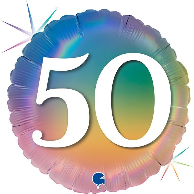 ABC18 Folienballon "Happy 50 Colourful Rainbow" | Ø 45 cm