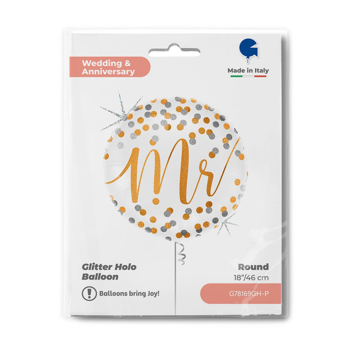ABC18 Folienballon "Mr" Konfetti Holografisch | 46 cm