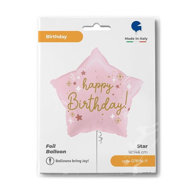 ABC18 Stern "Happy Birthday" satin rosa 46 cm