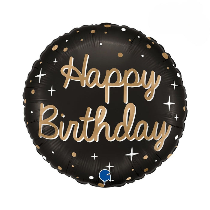 ABC18 Folienballon "Sparkling Black" | Ø46cm Happy Birthday