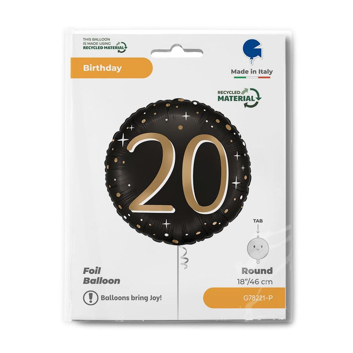 ABC18 Folienballon "Sparkling Black" | Ø46cm #20