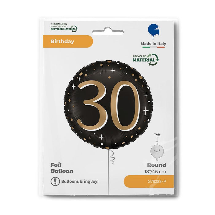 ABC18 Folienballon "Sparkling Black" | Ø46cm #30