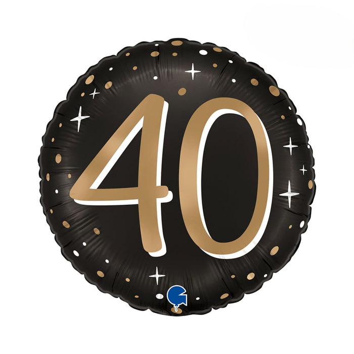 ABC18 Folienballon "Sparkling Black" | Ø46cm #40
