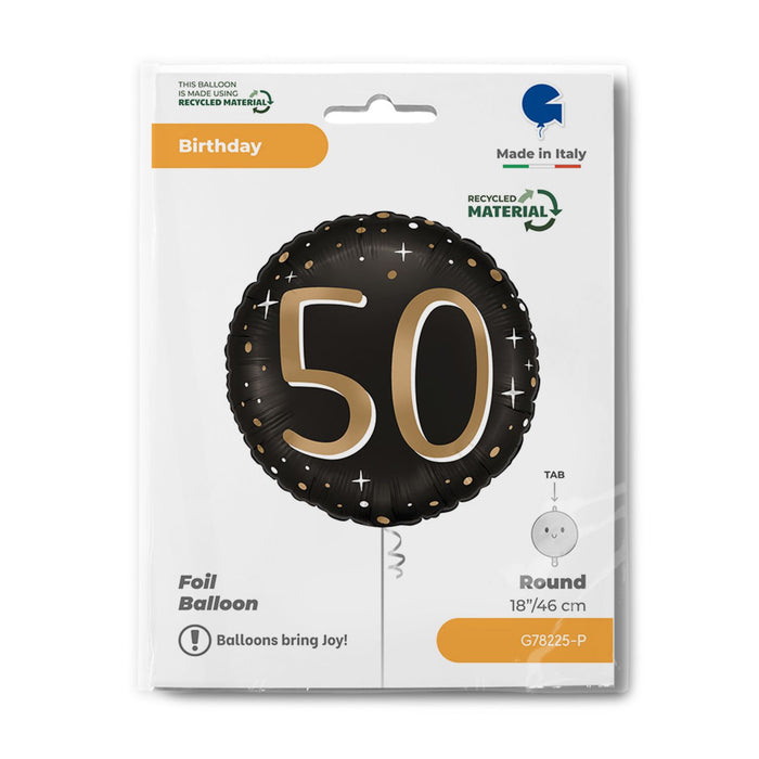 ABC18 Folienballon "Sparkling Black" | Ø46cm #50