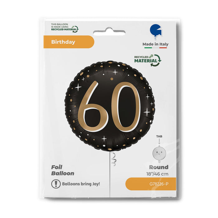 ABC18 Folienballon "Sparkling Black" | Ø46cm #60