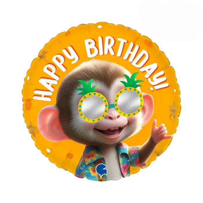 ABC18 Folienballon Affe "Happy Birthday" | 46 cm