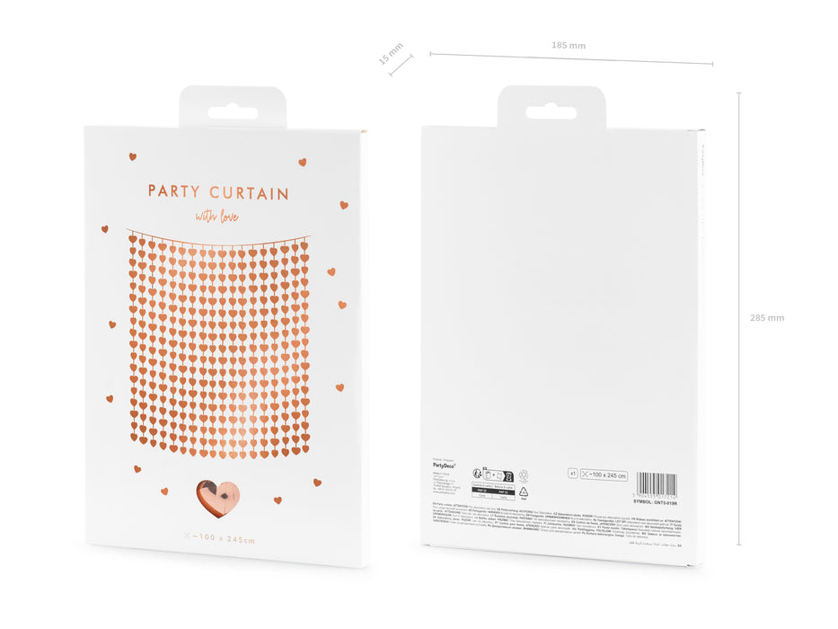 Türvorhang Herzen 100x245cm | Roségold