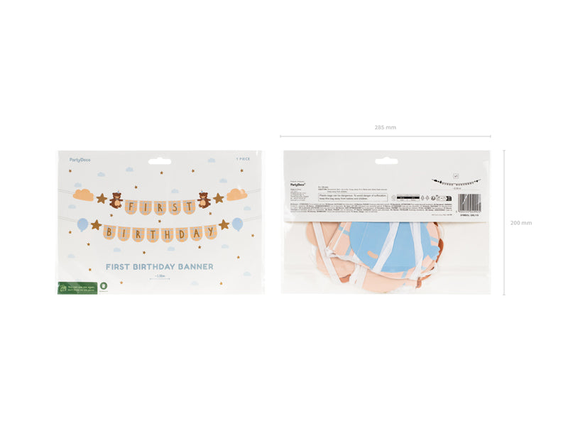Banner "First Birthday" Bär | 13 x 255 cm
