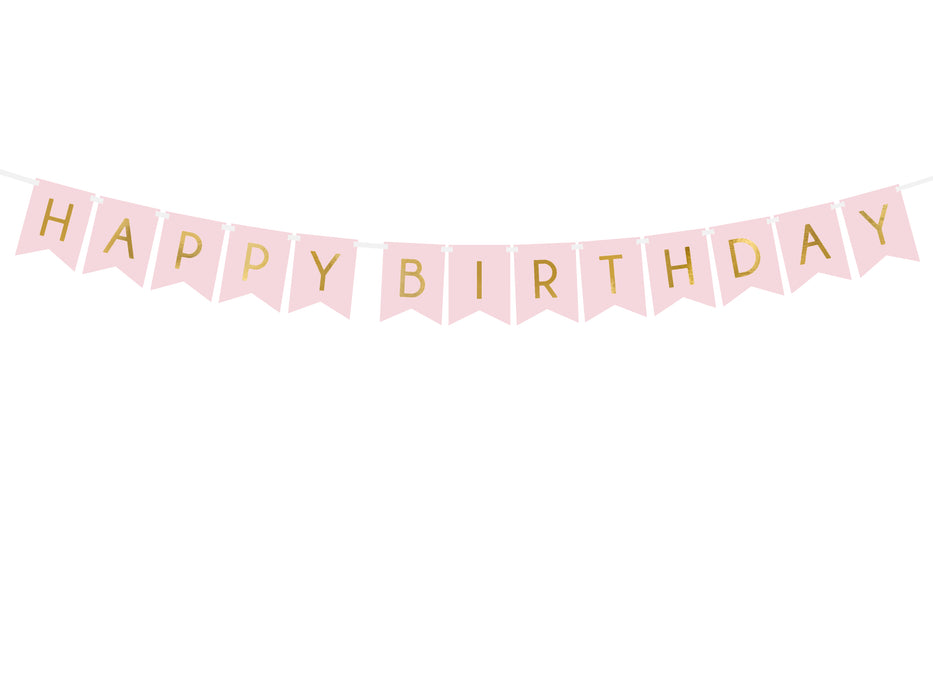 Banner "Happy Birthday" rosa | 15 x 175 cm