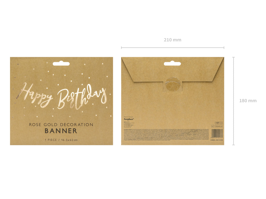 Banner "Happy Birthday" Gold | 16,5 x 62 cm