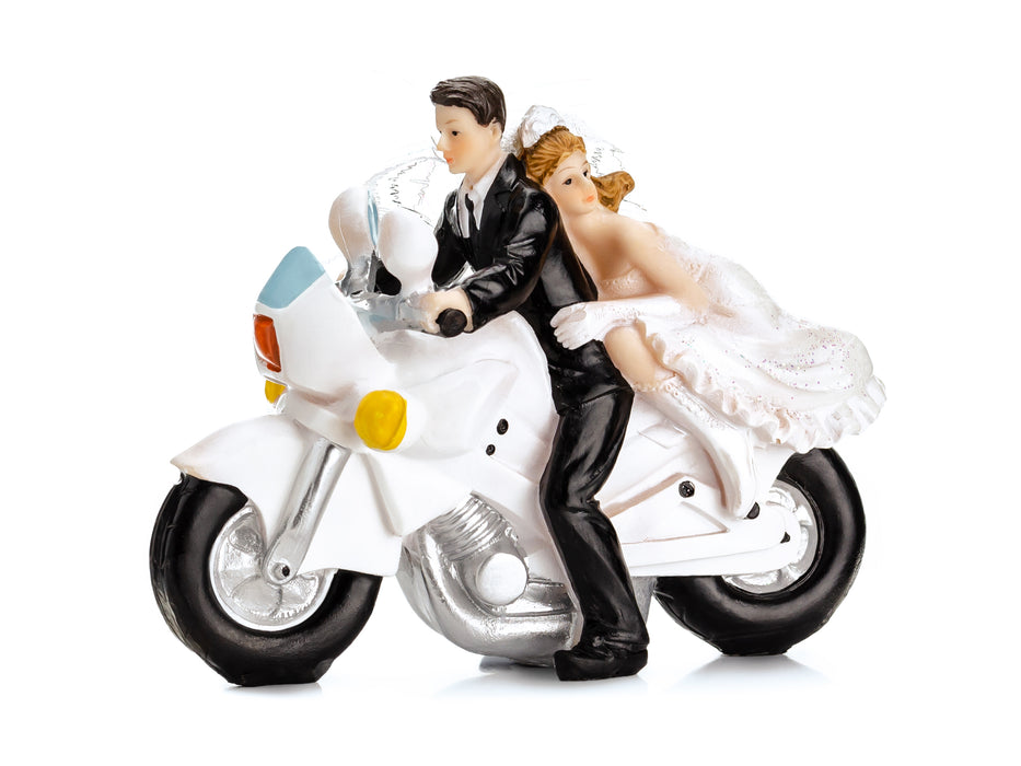 Figur Frischvermählte "Newlyweds" auf Motorrad - Hochzeit