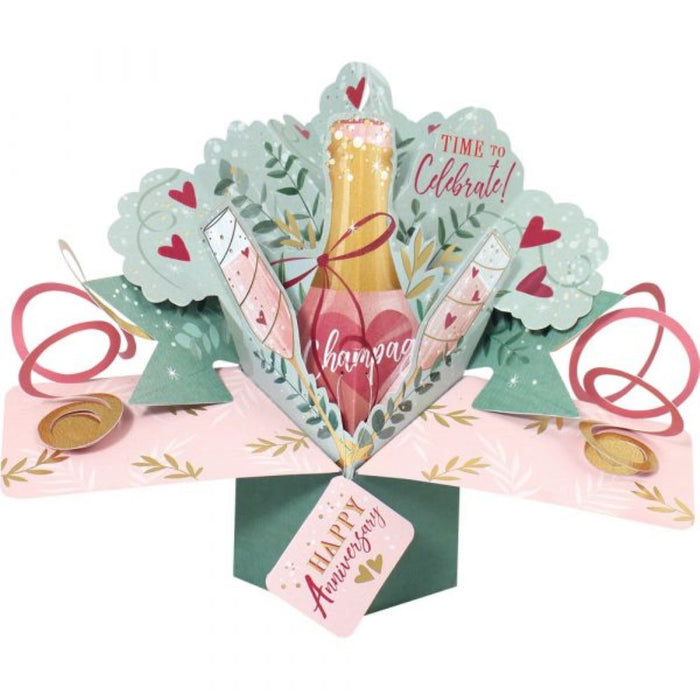 Grußkarte PopUp "Happy Anniversary" Champagner