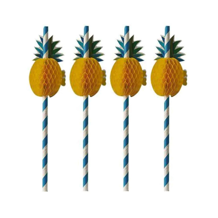 Papierstrohhalme "Pineapple" | 50 Trinkhalme Ø 6 mm x 20 cm