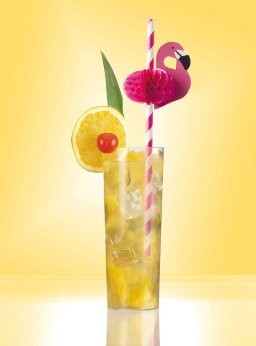 Papierstrohhalme "Flamingo" | 50 Trinkhalme Ø 6 mm x 20 cm Pink