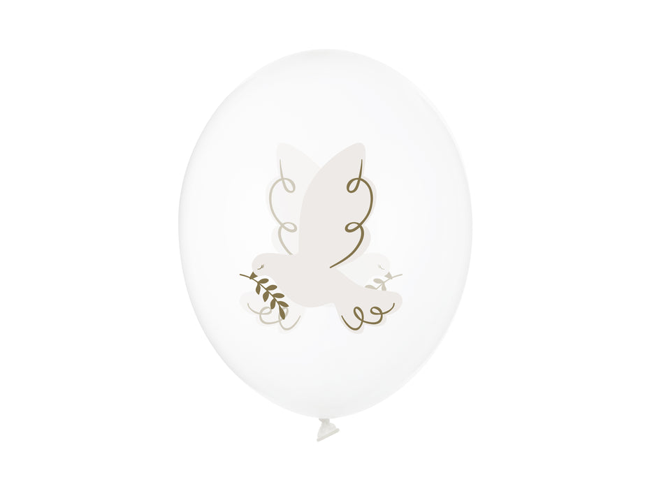 Luftballon Ø30cm "Taube" | 6 Stk. Crystal Clear