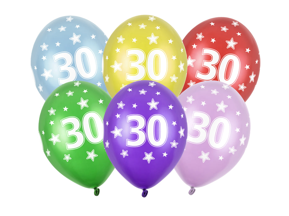 Latexballon Ø30cm "Happy Birthday" | 6 Stk. - Zahl #30