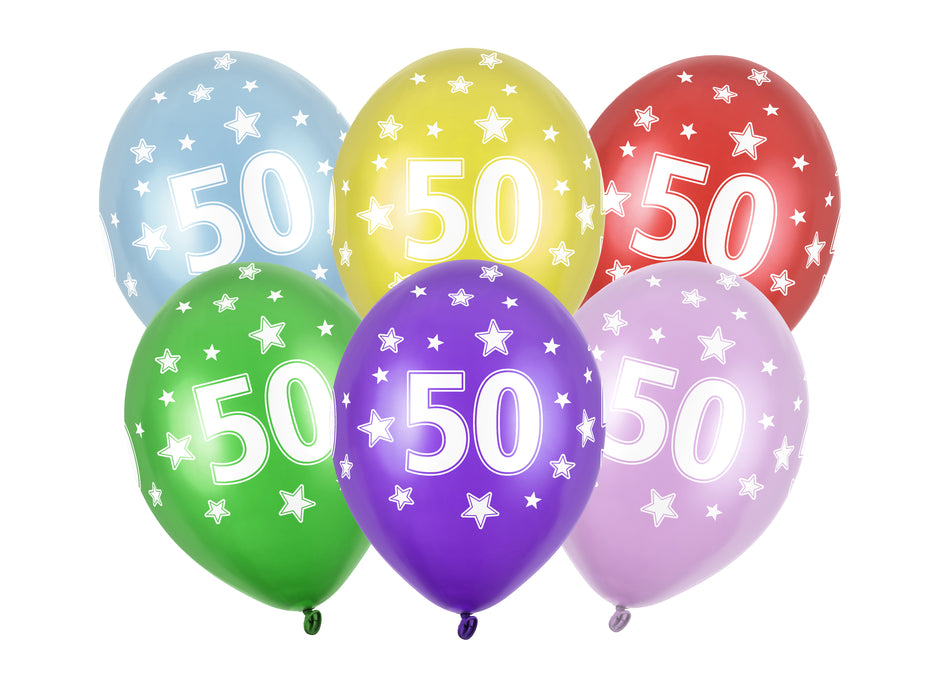 Latexballon Ø30cm "Happy Birthday" | 6 Stk. - Zahl #50
