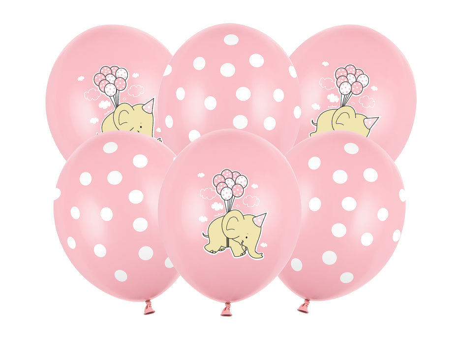 Luftballon Ø30cm "Elephant" | 6 Stück Pink Babyparty Dekoration für Mädchen