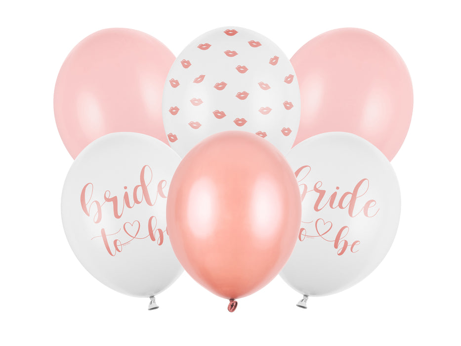 Luftballon Ø30cm "Bride to Be" | 6 Stk. - Weiß/Rosa