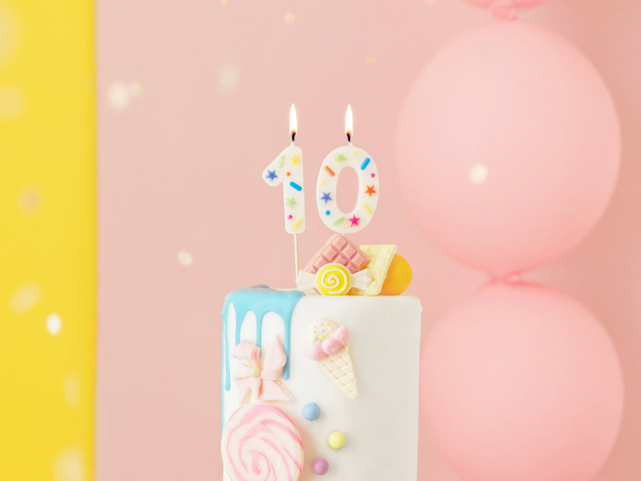 Kerzenzahl #0 | 5,5 cm Weiß Konfetti