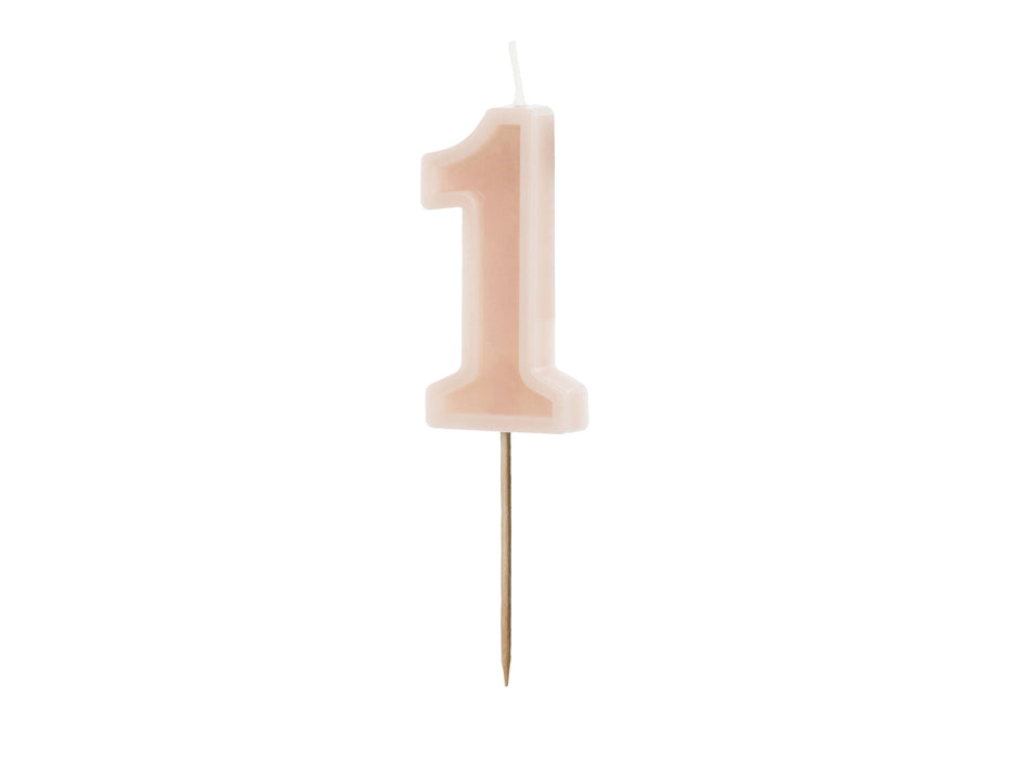Kerzenzahl #1 | 6 cm Puderrosa