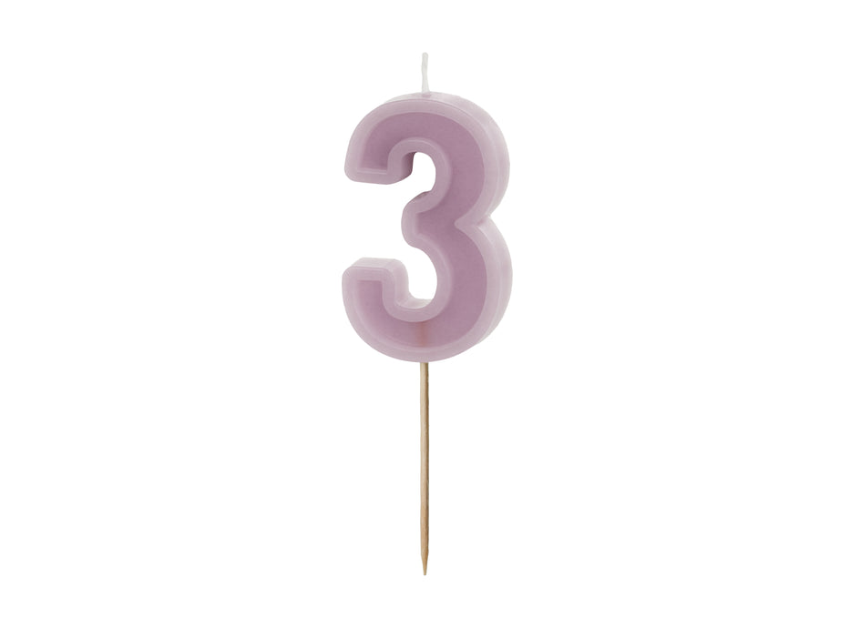 Kerzenzahl #3 | 6 cm Lila