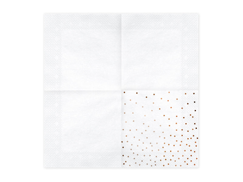 Servietten weiß Punkte rosegold 33x33cm/20St.