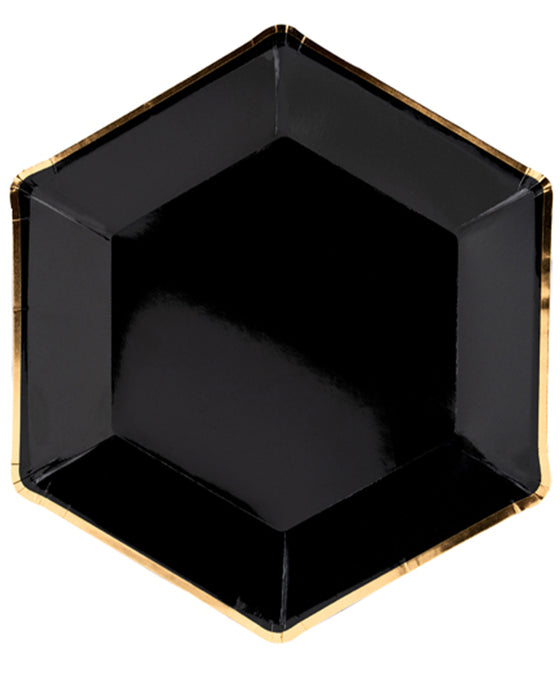 Pappteller "Let`s celebrate" 20cm/6 Stk. | Schwarz Gold
