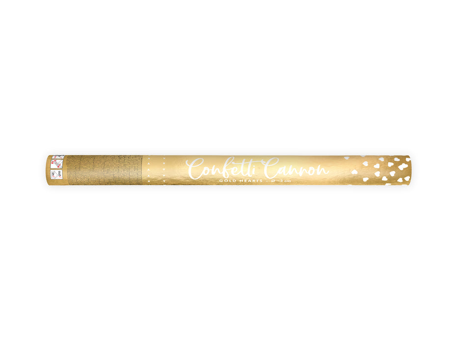 Konfettishooter Herzen 60 cm | Gold