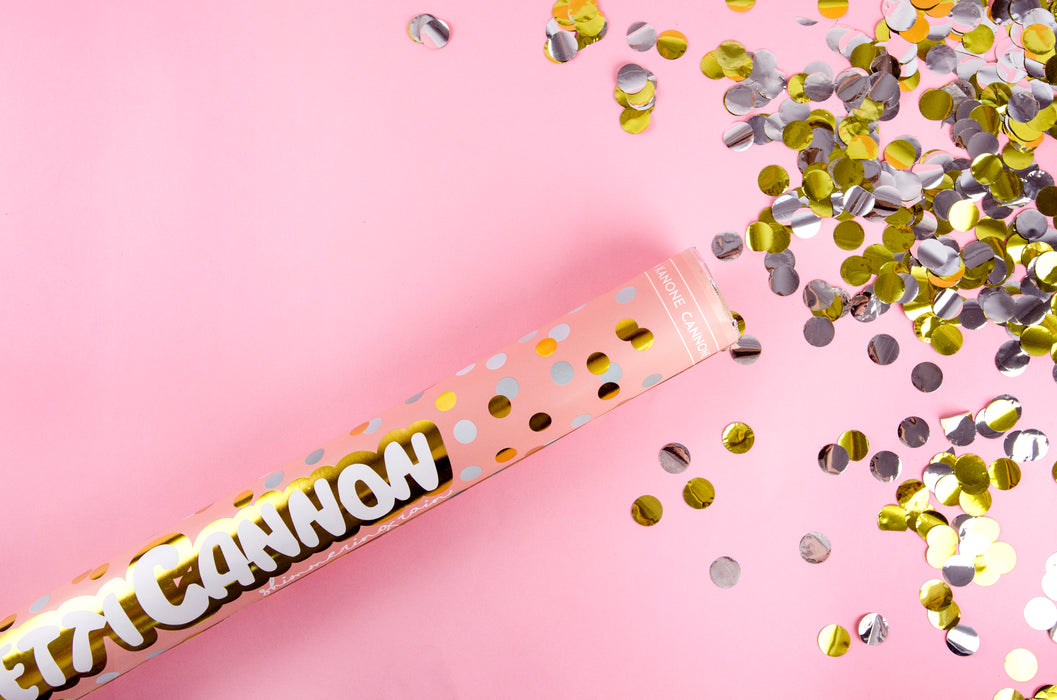 Konfettishooter Circles Gold/Silber 60cm