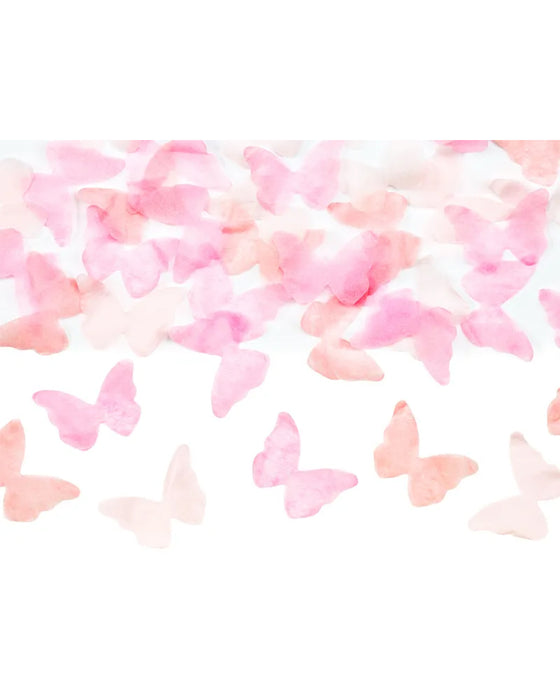 Konfetti Kanone "Hello Baby" 20 cm | Rosa Schmetterlinge