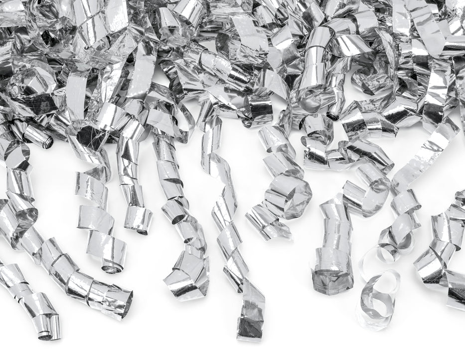 Konfettishooter Locken Silber 60cm