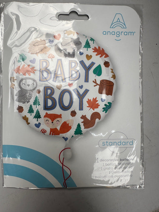 ABC18 Folienballon Ø 43 cm"Baby Boy" Waldtiere | Babyparty Dekoration
