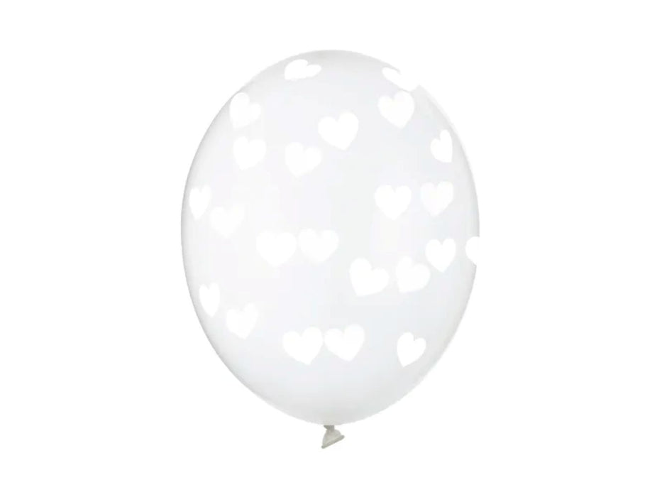 50 Stk. Luftballon Ø30cm "weiße Herzen" | Crystal Clear