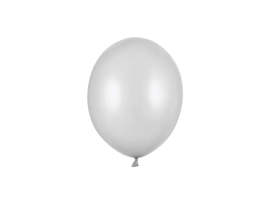 100 Stk. Luftballon Ø12cm "Uni Metallic" | Silver Snow