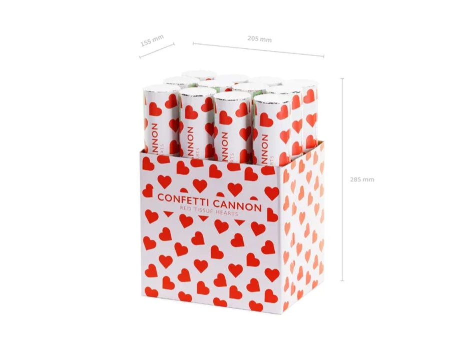 Konfettishooter 28 cm | Rote Herzen