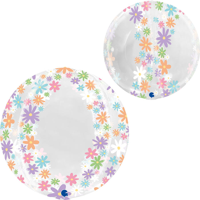 ABC4D Folienballon Globe Bunte Gänseblümchen | 48cm