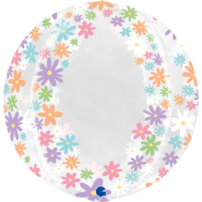 ABC4D Folienballon Globe Bunte Gänseblümchen | 48cm