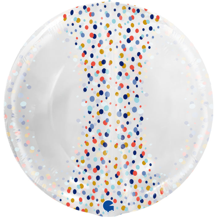 Folienballon "Transparent Confetti 4D" 48 cm | Mehrfarbig