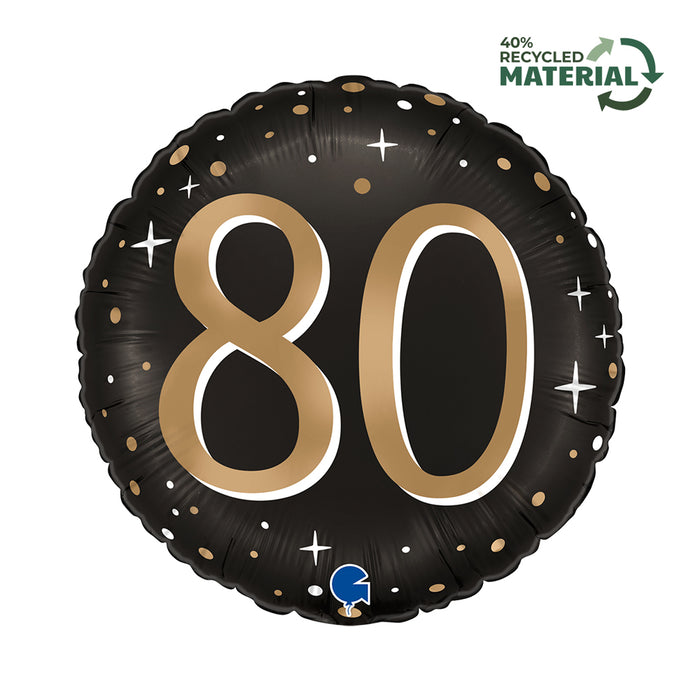 ABC18 Folienballon "Sparkling Black" | Ø46cm #80