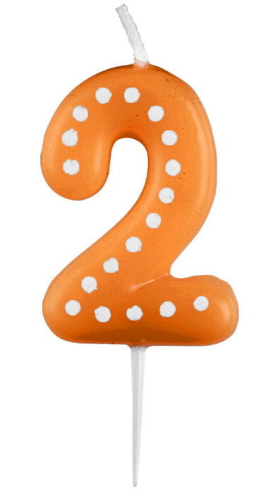 Zahlenkerze mit Punkten 6,5cm | Orange # 2