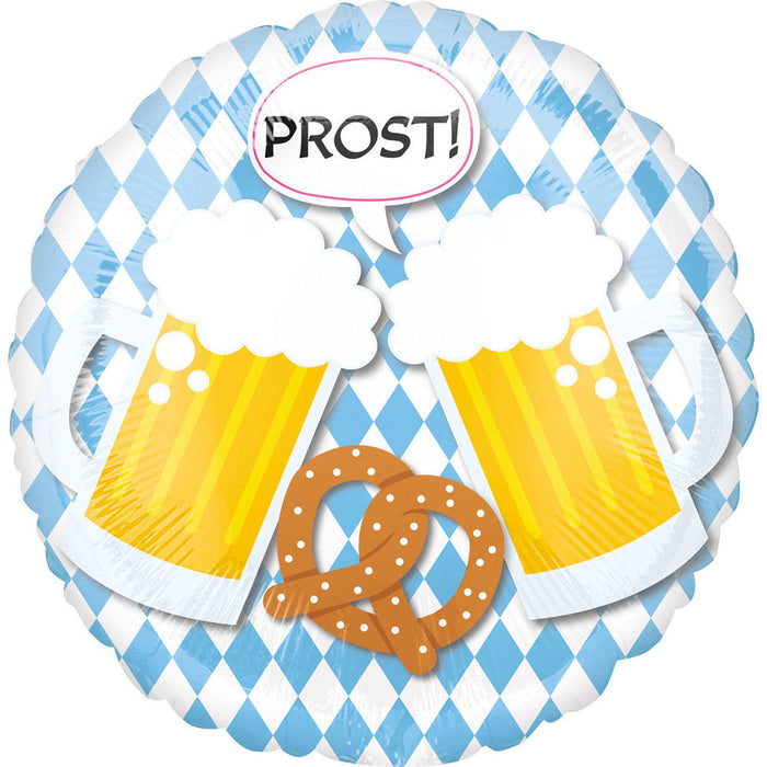 ABC18 Folienballon Ø 43 cm "Prost" Bierfest mit Dirndl Lederhose