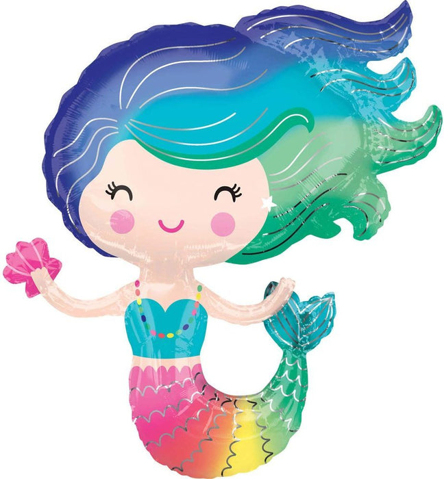 SuperShape Folienballon "Colorful Mermaid" | 73x76cm