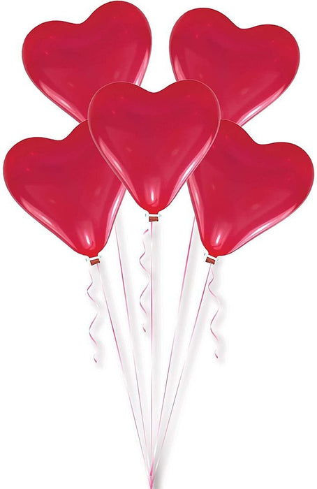 5 Latexballon Luftballon Herzen - Mittelgroß 27,5 cm Rot
